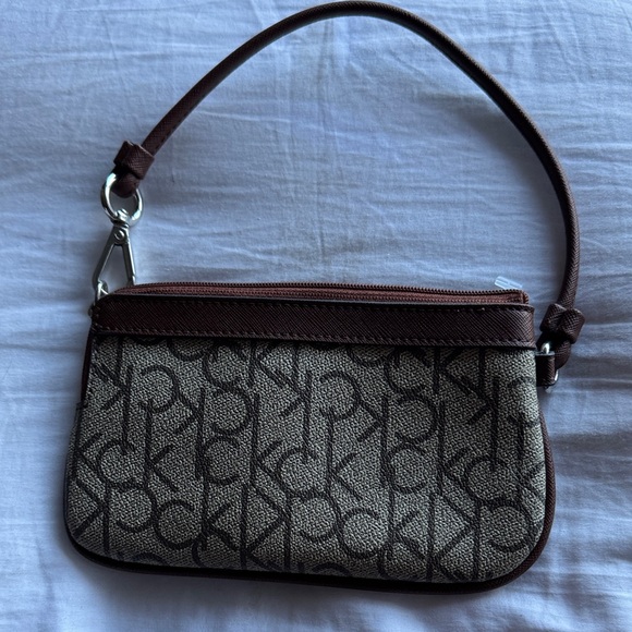 Calvin Klein Tan and Brown Monogram Wristlet - Picture 2 of 6